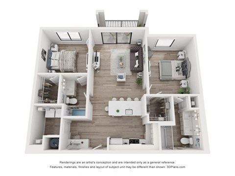 a floor plan of a 1 bedroom apartment with a wood floor
